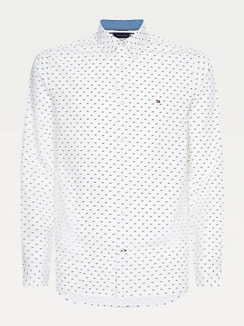 Tommy Hilfiger Micro Print Poplin Slim Fit Ingek Férfi Fehér | TH463CAD