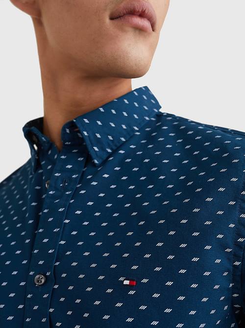 Tommy Hilfiger Micro Print Poplin Slim Fit Ingek Férfi Kék | TH931SUT