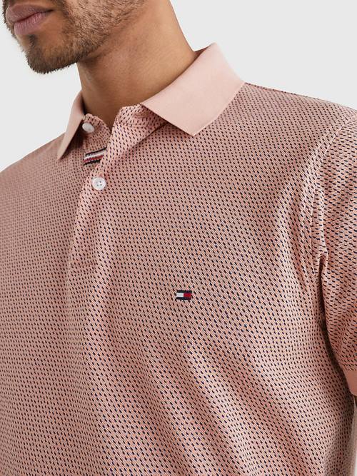 Tommy Hilfiger Micro Print Slim Fit Póló Férfi Rózsaszín | TH649DRY