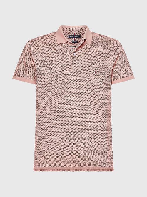 Tommy Hilfiger Micro Print Slim Fit Póló Férfi Rózsaszín | TH649DRY