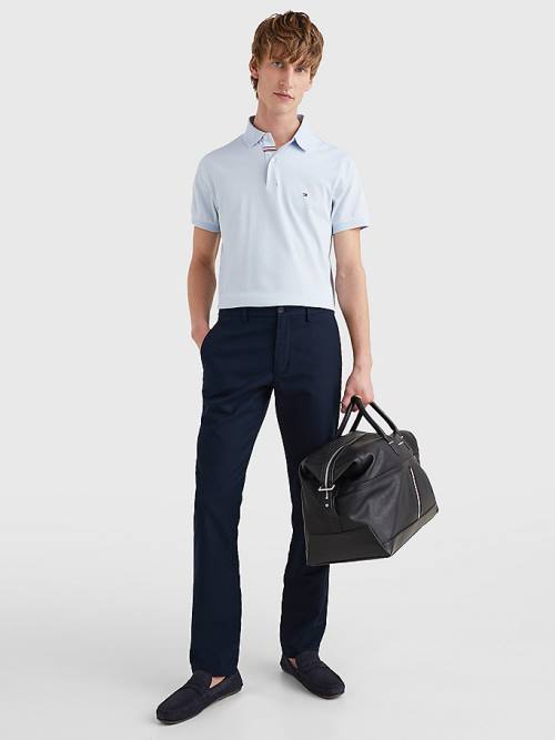 Tommy Hilfiger Micro Print Slim Fit Póló Férfi Kék | TH901LSQ