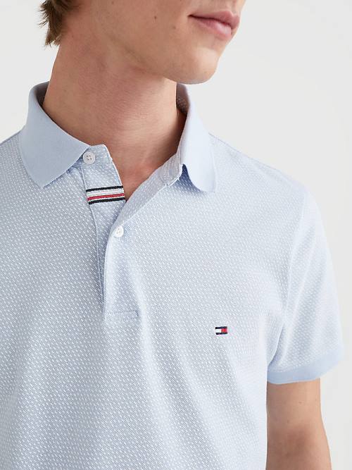 Tommy Hilfiger Micro Print Slim Fit Póló Férfi Kék | TH901LSQ