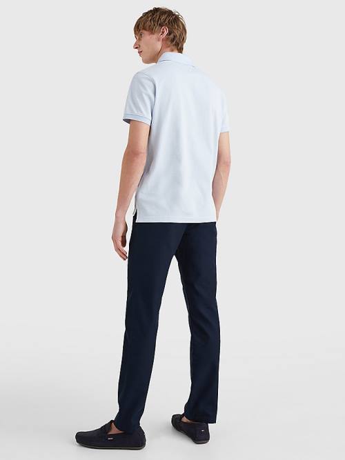 Tommy Hilfiger Micro Print Slim Fit Póló Férfi Kék | TH901LSQ