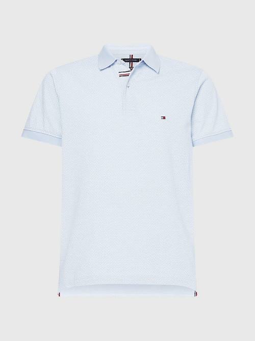 Tommy Hilfiger Micro Print Slim Fit Póló Férfi Kék | TH901LSQ