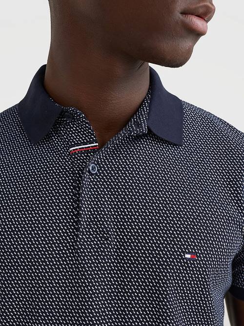 Tommy Hilfiger Micro Print Slim Fit Póló Férfi Kék | TH964YGM