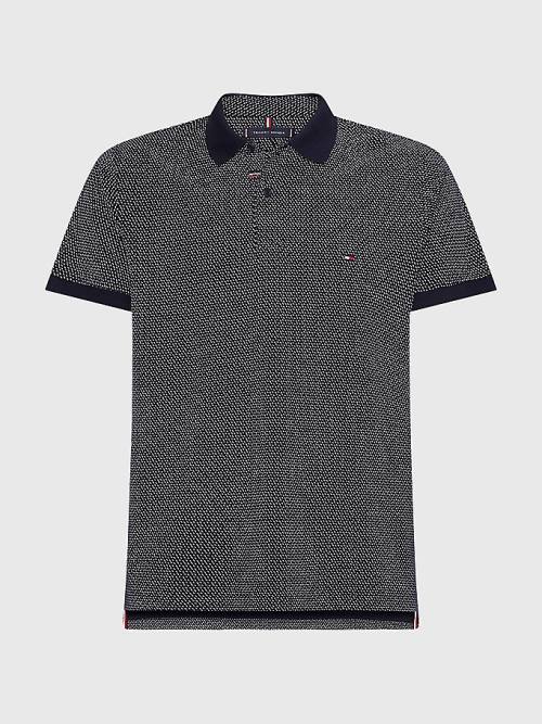 Tommy Hilfiger Micro Print Slim Fit Póló Férfi Kék | TH964YGM