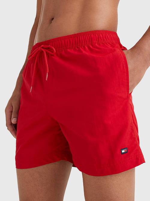 Tommy Hilfiger Mid Length Drawstring Shorts Fürdőruha Férfi Piros | TH428QOK