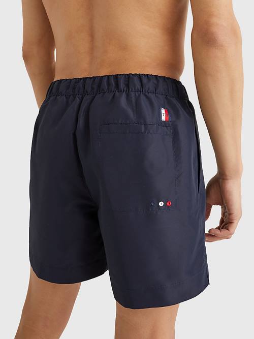 Tommy Hilfiger Mid Length Signature Logo Shorts Fürdőruha Férfi Kék | TH204HIW