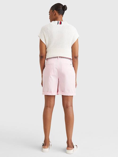 Tommy Hilfiger Mid Rise Chino Rövidnadrág Női Rózsaszín | TH154ELT