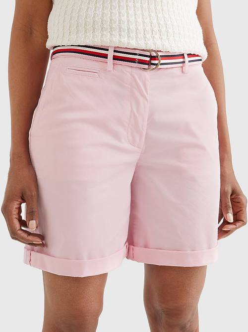 Tommy Hilfiger Mid Rise Chino Rövidnadrág Női Rózsaszín | TH154ELT