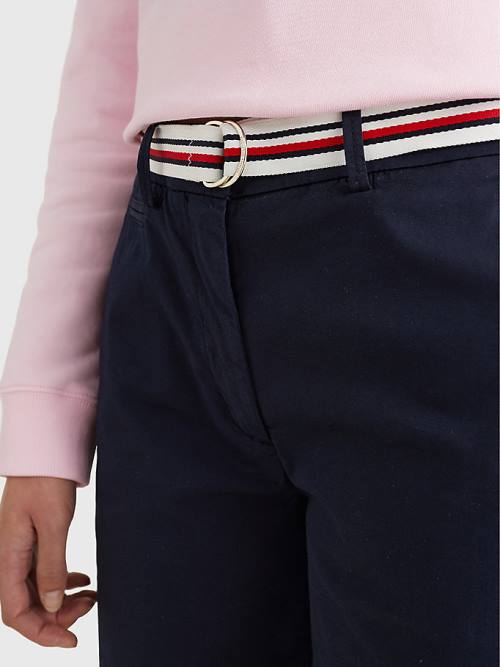 Tommy Hilfiger Mid Rise Chino Rövidnadrág Női Kék | TH496ZWA