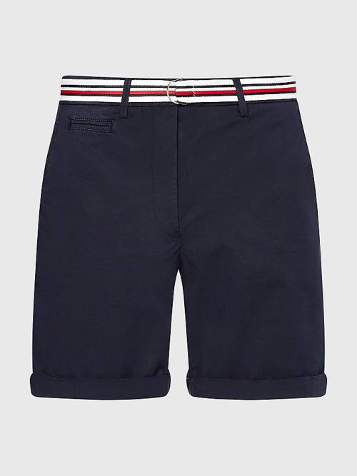 Tommy Hilfiger Mid Rise Chino Rövidnadrág Női Kék | TH496ZWA