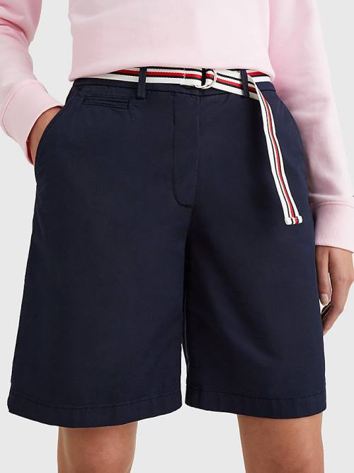 Tommy Hilfiger Mid Rise Chino Rövidnadrág Női Kék | TH496ZWA