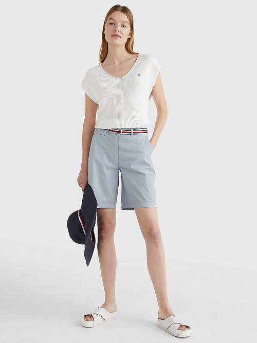 Tommy Hilfiger Mid Rise Chino Rövidnadrág Női Kék | TH830ALN