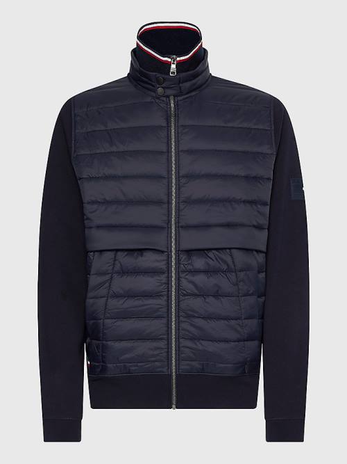 Tommy Hilfiger Mixed Media Zip-Thru Pulóver Férfi Kék | TH564MHO