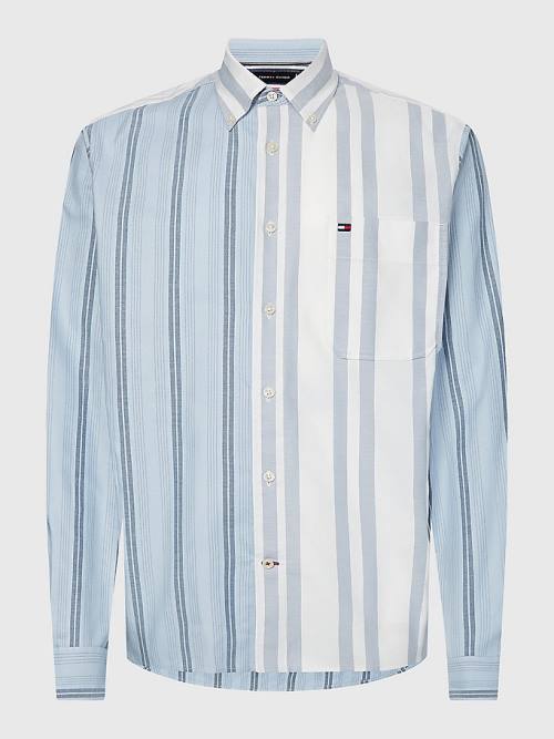 Tommy Hilfiger Mixed Stripe Oxford Ingek Férfi Kék | TH943FCV