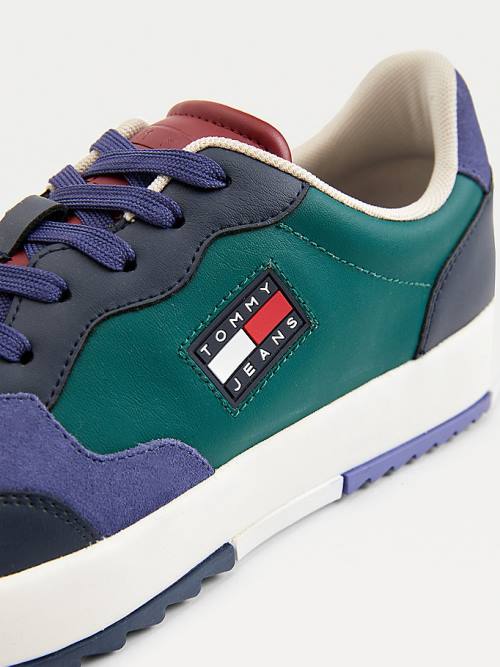 Tommy Hilfiger Mixed Texture Colour-Blocked Tornacipő Férfi Zöld | TH214OPA