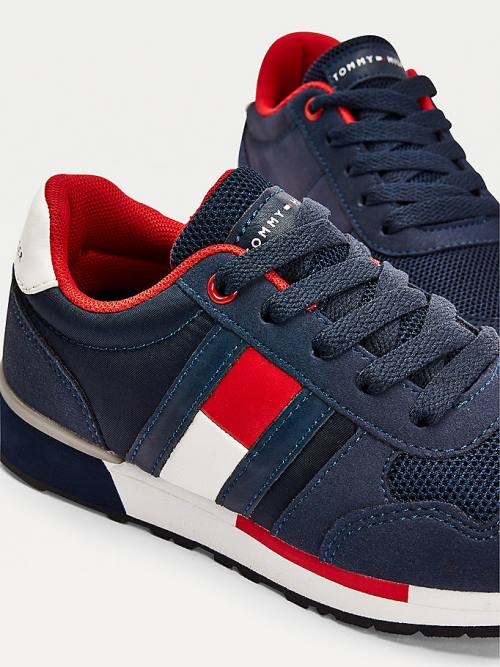 Tommy Hilfiger Mixed Texture Csipke-Up Tornacipő Fiú Kék | TH821WSP