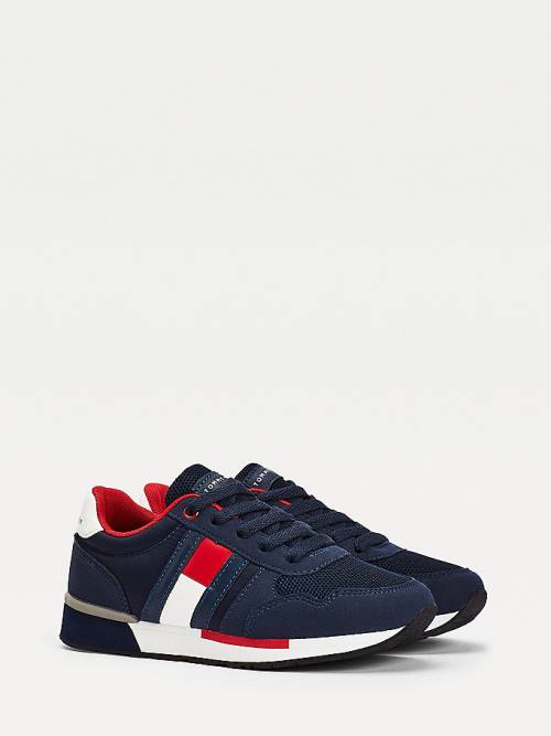 Tommy Hilfiger Mixed Texture Csipke-Up Tornacipő Fiú Kék | TH821WSP