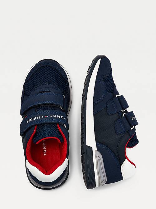 Tommy Hilfiger Mixed Texture Hook And Loop Tornacipő Fiú Kék | TH132JFX