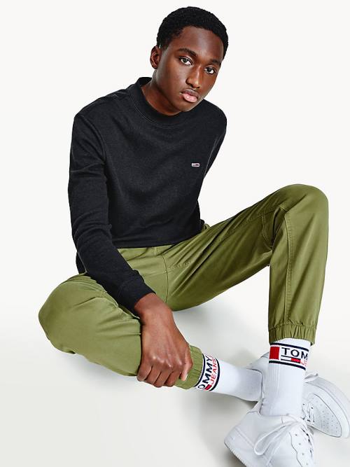 Tommy Hilfiger Mock Neck Jumper Póló Férfi Fekete | TH516SZB