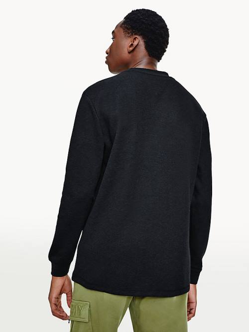 Tommy Hilfiger Mock Neck Jumper Póló Férfi Fekete | TH516SZB