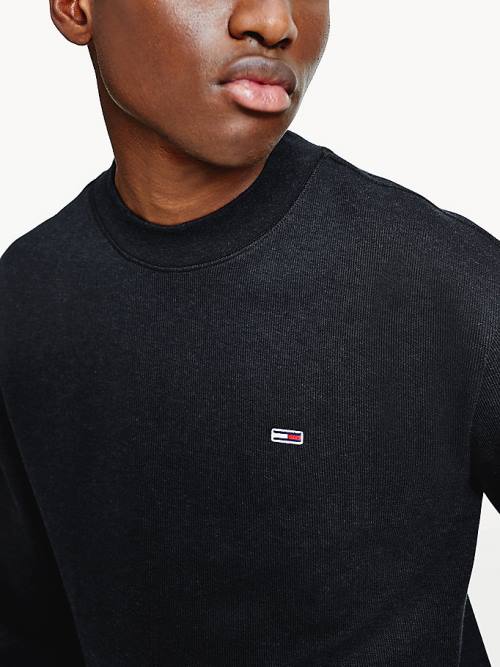 Tommy Hilfiger Mock Neck Jumper Póló Férfi Fekete | TH516SZB