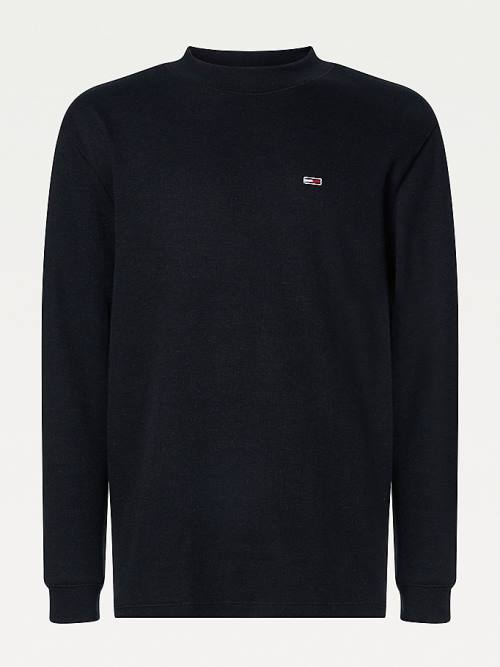 Tommy Hilfiger Mock Neck Jumper Póló Férfi Fekete | TH516SZB