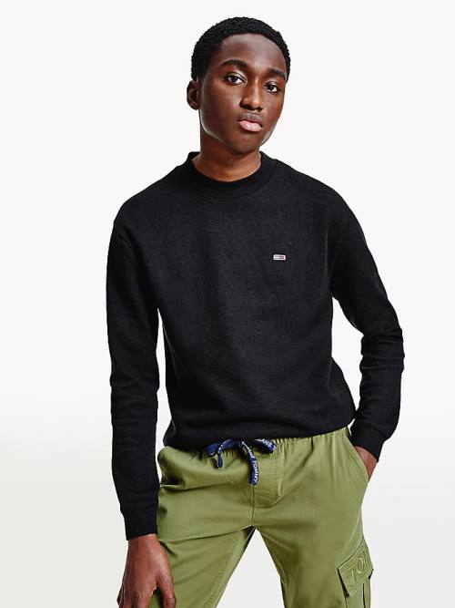 Tommy Hilfiger Mock Neck Jumper Póló Férfi Fekete | TH516SZB