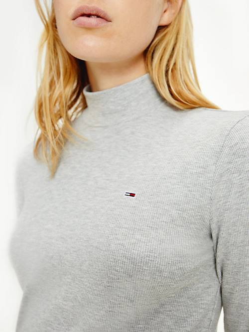 Tommy Hilfiger Mock Neck Long Sleeve Póló Női Szürke | TH320KNM