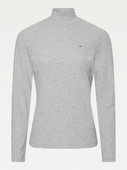 Tommy Hilfiger Mock Neck Long Sleeve Póló Női Szürke | TH320KNM