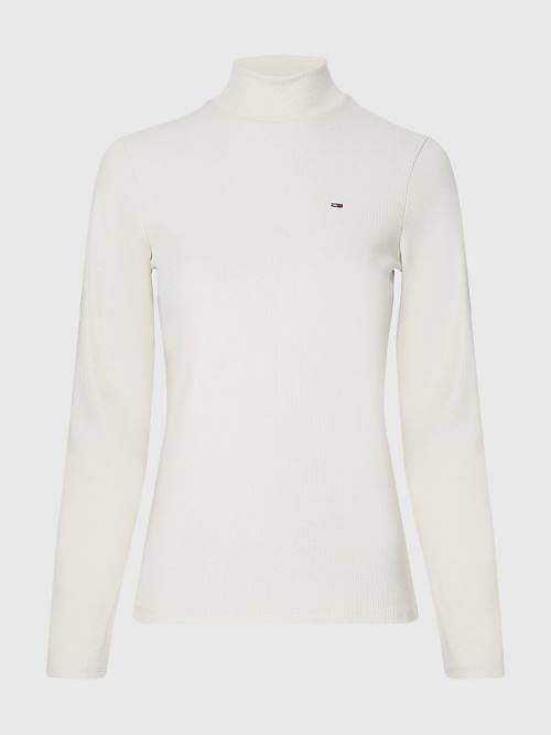 Tommy Hilfiger Mock Neck Long Sleeve Póló Női Bézs | TH896UQP