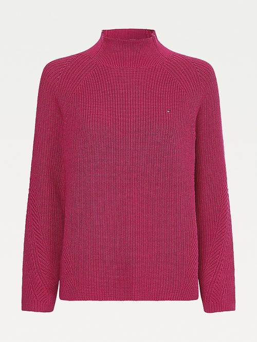 Tommy Hilfiger Mock Turtleneck Organic Pamut Knit Jumper Pulóverek Női Piros | TH437URQ