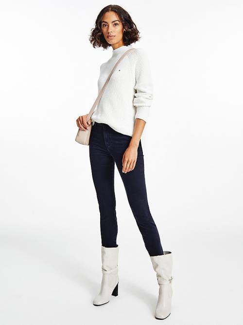 Tommy Hilfiger Mock Turtleneck Organic Pamut Knit Jumper Pulóverek Női Fehér | TH536XGK