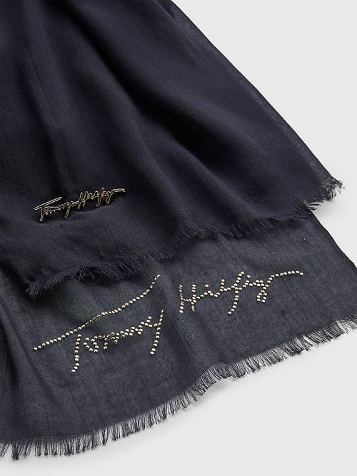 Tommy Hilfiger Modal Signature Brooch Hijab Sál Női Fekete | TH167OCR