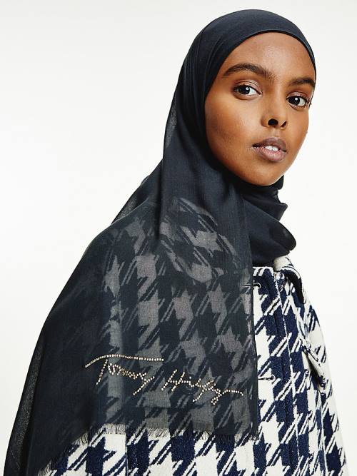 Tommy Hilfiger Modal Signature Brooch Hijab Sál Női Fekete | TH167OCR