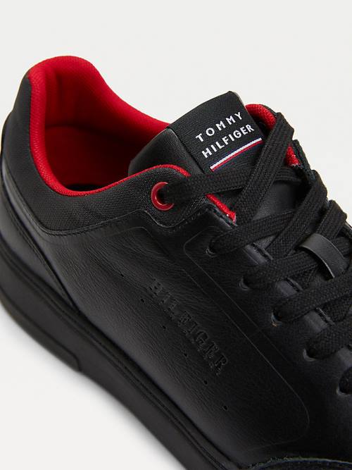 Tommy Hilfiger Modern Cupsole Bőr Tornacipő Férfi Fekete | TH364XGH