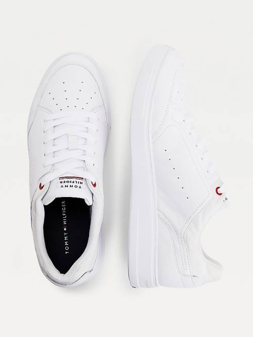 Tommy Hilfiger Modern Cupsole Bőr Tornacipő Férfi Fehér | TH367SMT