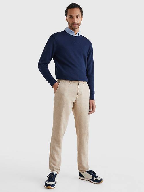 Tommy Hilfiger Modern Herringbone Tapered Fit Chino Nadrág Férfi Bézs | TH430OBS