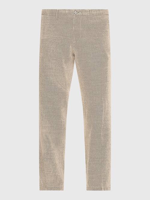 Tommy Hilfiger Modern Herringbone Tapered Fit Chino Nadrág Férfi Bézs | TH430OBS