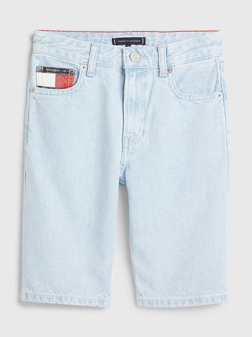 Tommy Hilfiger Modern Straight Bleach Denim Shorts Nadrág Fiú Denim | TH784YOF