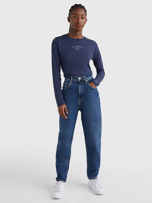 Tommy Hilfiger Mom Ultra High Rise Tapered Faded Farmer Női Denim | TH084KLA