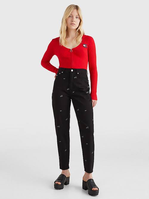 Tommy Hilfiger Mom Ultra High Rise Tapered Embroidery Farmer Női Denim | TH539KJO