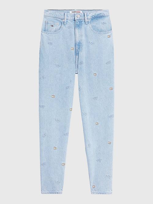 Tommy Hilfiger Mom Ultra High Rise Tapered Embroidery Farmer Női Denim | TH736IGB