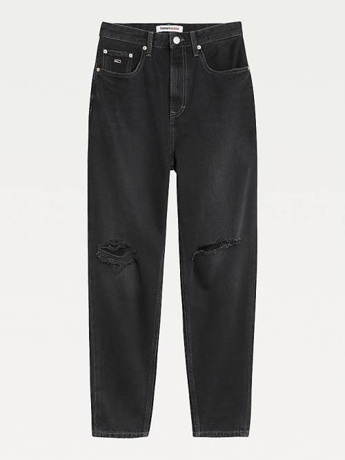 Tommy Hilfiger Mom Ultra High Rise Tapered Black Farmer Női Denim | TH951RID