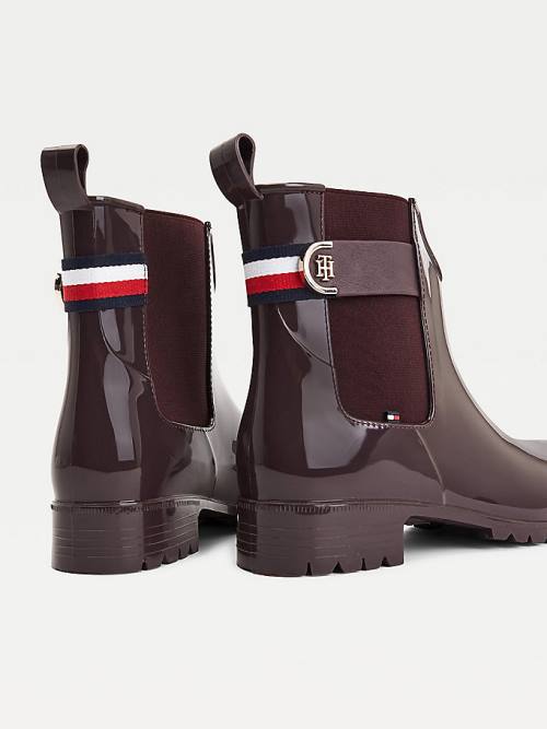 Tommy Hilfiger Monogram Ankle Rainboots Bakancs Női Piros | TH697BVS