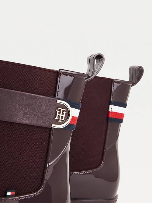 Tommy Hilfiger Monogram Ankle Rainboots Bakancs Női Piros | TH697BVS