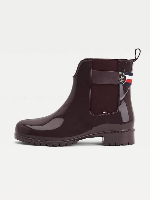 Tommy Hilfiger Monogram Ankle Rainboots Bakancs Női Piros | TH697BVS