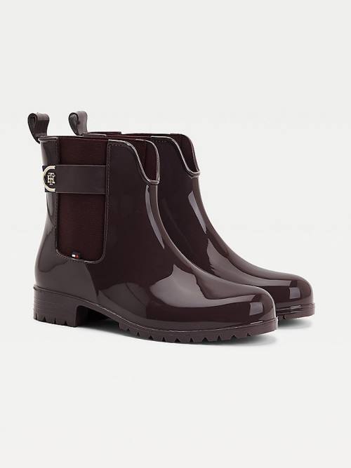 Tommy Hilfiger Monogram Ankle Rainboots Bakancs Női Piros | TH697BVS