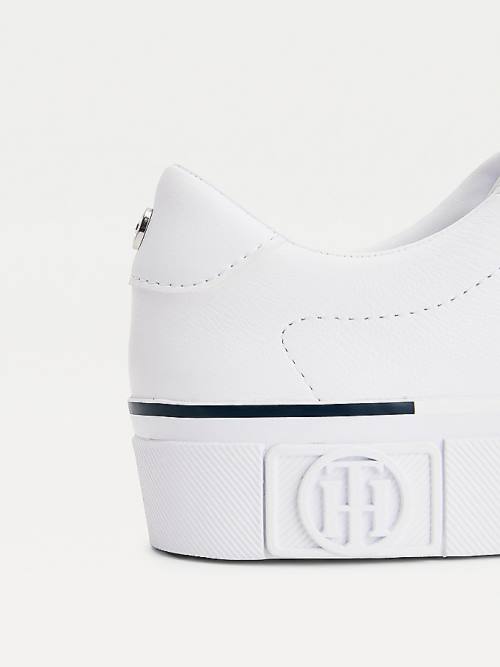 Tommy Hilfiger Monogram Bőr Tornacipő Női Fehér | TH796PZI